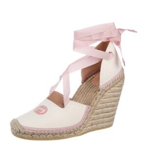 NWT Gucci Pink and Cream Espadrille Wedges US 11 EU 41